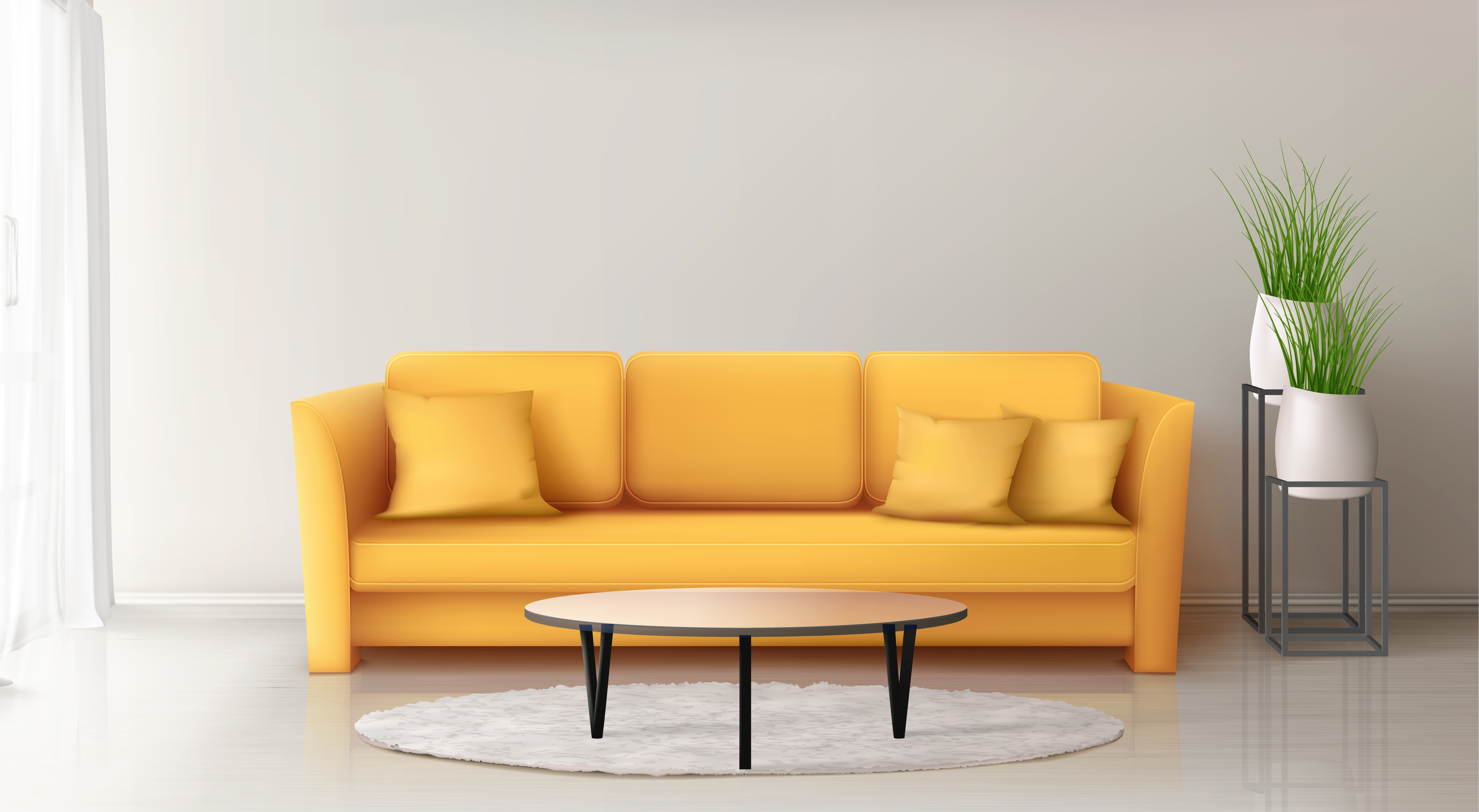Couch mit rundem Tisch